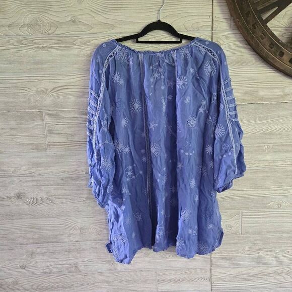 Johnny Was Celestin Neptune Blouse Top Womens SZ 2x Designer Cupra Rayon - Picture 8 of 9